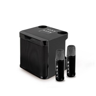 YoYo 3C 雙人對唱行動KTV 藍牙喇叭無線麥克風組, 黑色