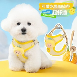 狗狗牽引繩背心 小型犬泰迪比熊博美幼犬貓咪寵物遛狗繩子, 粉色單獨胸背,S(4-6斤), 1個