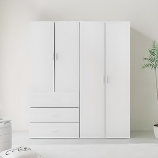 퍼리든 리르안 옷장 3단 서랍형 800+2단 행거형 800 장롱세트, 화이트