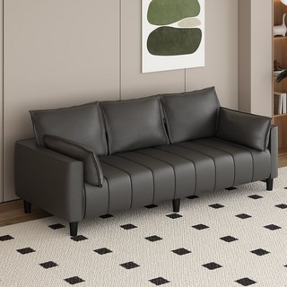 2025新款客廳沙發小戶型出租房酒店公寓雙人三人布藝小沙發服裝店, 深灰色(免洗耐磨貓抓皮):三人全長1.8米(送5個抱枕)