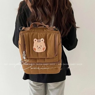 韓ins 媽咪包 後背包 大容量媽媽包 孕婦媽媽外出包, 棕色松鼠【不含保冰磚】,23*26*17cm