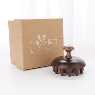 DFMEI 金絲檀圓盤28齒按摩梳頭皮按摩梳頭療養生全身疏通檀木經絡梳, 1個, 子彈頭指環梳   禮盒款:如圖