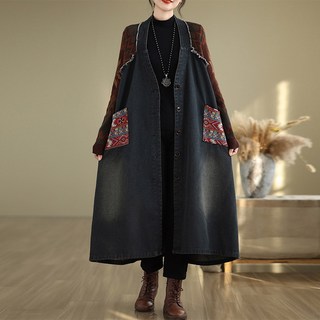 여자 니트 퍼 트렌치코트