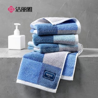臺灣爆款-潔麗雅毛巾 洗臉家用吸水不易掉毛洗澡毛巾 純棉a類藍調生活毛巾, 蘭色+綠色,72*34cm 100g, 1個