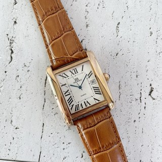 남성용 사각 가죽시계 날짜 클래식 정장 케주얼 로마자 돈보스코 25MM 밴드 블랙 브라운