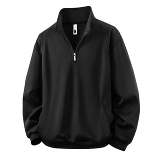 拉鏈半開襟半高領潮流休閒衛衣男款立領套頭長袖