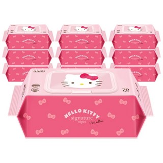 헬로키티 시그니처 물티슈 캡형, 70g, 70매, 10개