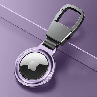 Airtag 金屬鋁合金保護套 雙面磁吸 防摔 防丟鑰匙圈 耐摔防刮防衝擊 追蹤定位器, 紫, 1個
