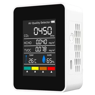 5/3 in 1 와이파이 공기질 모니터 CO2 HCHO TVOC 온도 습도 센서 이산화탄소 감지기 가스 분석기, 1개, 01 5 In 1 White