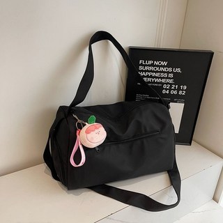 大容量健身包 運動游泳瑜伽包 單肩斜跨背包 獨立鞋位, 1個, 黑色干濕分離+獨立鞋位無掛件