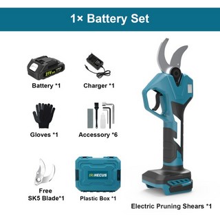 전동 전지 GISAM 40MM BLDC모터 전기 정리기 전단 2 기어 무선 과일 나무 분재 가지 치기 가위 MAKITA 18V, 2) 1 Battery Set, 10) CHINA, 1개