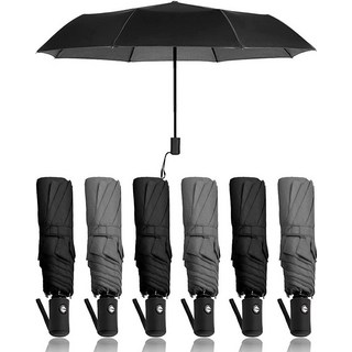 [ 894141 ] 레지나리 6팩 우산 벌크 방풍 여행용 비 자동 개폐 접이식 레인 백팩 휴대용 남성 여성용 (블랙 그레이)