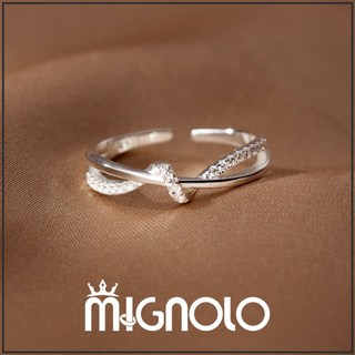 MIGNOLO 奧蕾結晶戒指 百搭戒指 銀戒 韓國戒指 開口戒 可調式戒指 韓國飾品