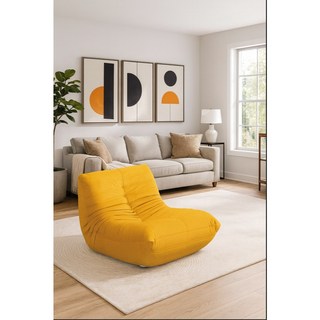 賀雅家居 哈爾休閒沙發椅 (橘色布 / 黃色布 / 白色皮) 雲朵椅 單人沙發 北歐風 台灣製造 工廠直營, 1個