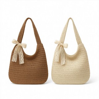 디아브 리본 밀짚 라탄 메쉬 그물 네트백