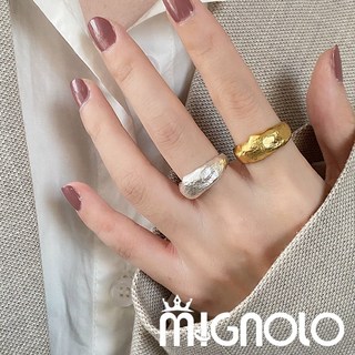 MIGNOLO 溶光錘紋戒指 個性簡約百搭戒指 女生戒指 韓國戒指