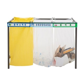 크린원 재활용 대형 분리수거대 분리수거함 철재 마대 비닐 분리수거거치대 100리터 200리터 실외 야외용, 4. 200리터 3구용