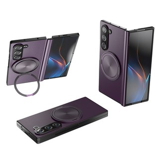 YINUO 갤럭시 Z 폴드3 4 5 6 7 힌지보호 소가죽 magsafe 360도 각도 조절이 거치대 케이스