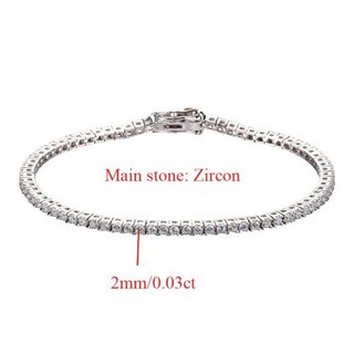 모이사나이트 테니스팔찌 다이아 팔찌 여성용 테니스 체인 2mm 0.03 리얼 파인 진짜 925 스털링 18K 화이트 골드 웨딩