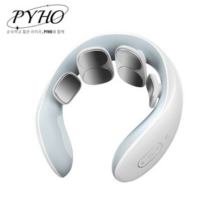 PYHO 목 마사지기 펄스 온열 주무름 안마기 무선 충전식 목 어깨 넥케어 마사지기, 흰색, H66a