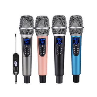 全新 無線麥克風一對二 演出級別 會議 唱歌 金屬手持罐體 升級充電設計 抗干擾 防嘯叫 續航持久, 經典黑, 升級款一拖二麥克風-可調高低音/混響