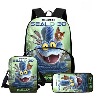 Zootopia 2 瘋狂動物城2 超大容量高清圖案學生書包套裝, 3PKWZA2034