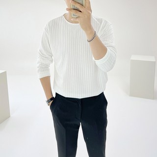 Ador Classic Hills 3 色羅紋跨度船領圓形長袖 T 卹