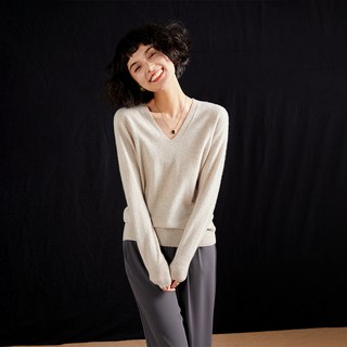 로엔나 여성용 데일리 브이넥 울 캐시미어 니트