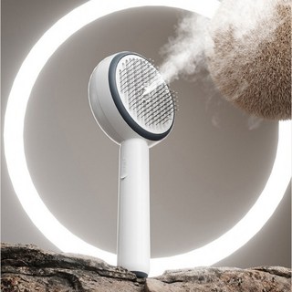 멍묘인 강아지 브러쉬 고양이 죽은털제거 미세물분사 털날림 정전기 방지, 1개, 화이트