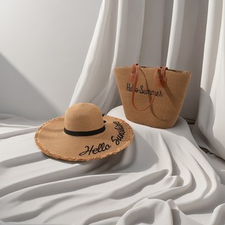 草編單肩托特包 - 海灘度假大容量編織包