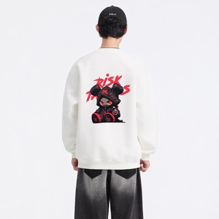 FONOW 남녀공용 오버핏 심플 사악 시리즈 프린팅 맨투맨 긴팔 티셔츠 후드티