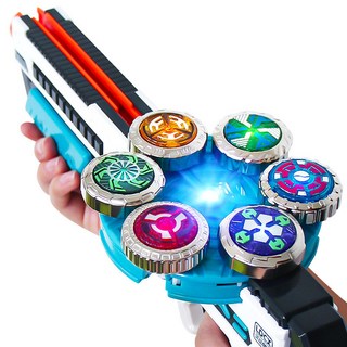 LDCX 六核靈動雷影陀螺發射器套裝 附帶6個陀螺 兒童對戰玩具, 一槍六彈 禮盒裝, 1套