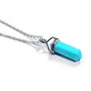 天然美洲綠松石六角柱純銀項鍊，簡約時尚，展現獨特品味，純銀材質抗過敏