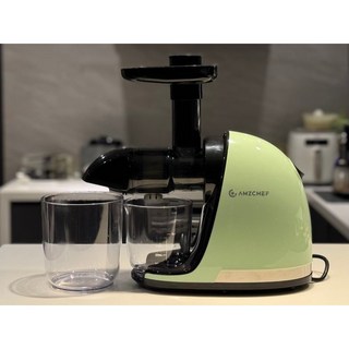 AMZCHEF 水平式慢磨機 綠色款 高效靜音蔬果榨汁機, 綠色