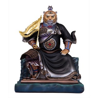 新款樹脂招財虎爺神像座椅拿令旂虎王爺佛像供奉擺件鵰像, 1個, 12寸