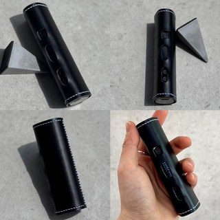 빌리아 4.0 궐련형 전자담배 가죽 케이스 이니셜각인(목걸이 미포함), 가죽-와인 스티치-와인, 1개