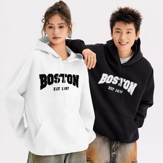 FONOW 남녀공용 스탠다드핏 보스턴 1997 오버핏 프린팅 후드티