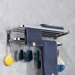 不鏽鋼浴巾架 毛巾架 免打孔浴架 浴室置物架 浴巾置物架 毛巾置物架 毛巾收納架 壁掛浴巾架 衛生間置物架, 銀白色, 1個