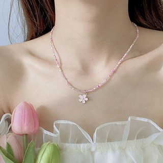 여성 러블리 플라워 컬러 비즈 목걸이 A561