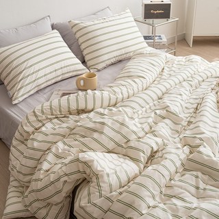 아토앤알로 홀리데이 스트라이프 항균 알러지케어 이불커버 SSQ, 홀리데이 이불커버-피스타치오 SS
