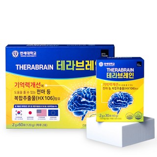 [정식판매처] 연세대 테라 브레인 기억력 두뇌 건강 기능식품 천마 가루 뇌 홍경천 아연 연세생활건강, 120g, 2박스