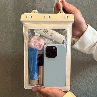 手機防水袋 可觸屏 游泳 水上樂園 漂流裝備 防水包 大尺寸 斜跨包 可下水, 白色【大容量防水袋】, 1個