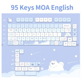 게이밍 기계식 키보드 MX 스위치용 MOA 프로필 키캡 PBT 5 면 승화 귀여운 GMK67 GMK87 95, Blue, 1개