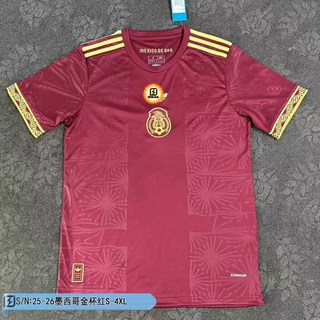25-26墨西哥金杯紅泰版足球服 泰版球衣 最新賽季球迷版球衣 運動服, 金杯紅,2XL