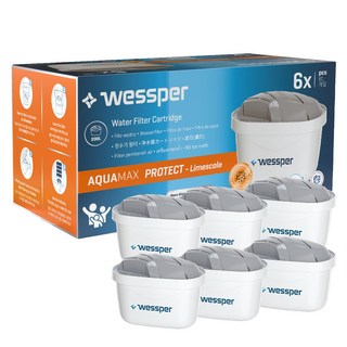 웨스퍼 필터 (브리타 정수기 호환 라임스케일 엑스퍼트 석회제거) 프로텍트 필터, 6개