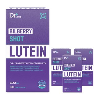 [정품 함량 97%] 빌베리 샷 루테인 마리골드 식약청인증 해썹, 4개, 120정
