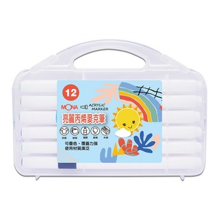 MONA亮麗丙烯麥克筆 台灣現貨彩色筆 彩繪筆 防水耐曬 可疊色 文具 (24色), 1個, 丙烯亮麗麥克筆 MONA 12色