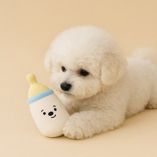 반려동물 봉제 젖병 장난감 노즈워크장난감, 1개, 단일