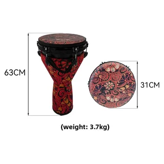 12인치 젬베 드럼 전문가용 성인 초보자용 아프리카 전통 휴대용 탬버린 어린이 타악기, 03 Red