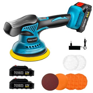 [국내발송] VoltMate독일 21V 다기능무선 차량용 광택기 세트 자동차/가죽/바닥의 왁싱 폴리싱 미러 환원 배터리 두 개, TZLCPNR9SR